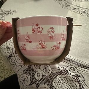 Hello Kitty ceramic bowl with chopsticks new